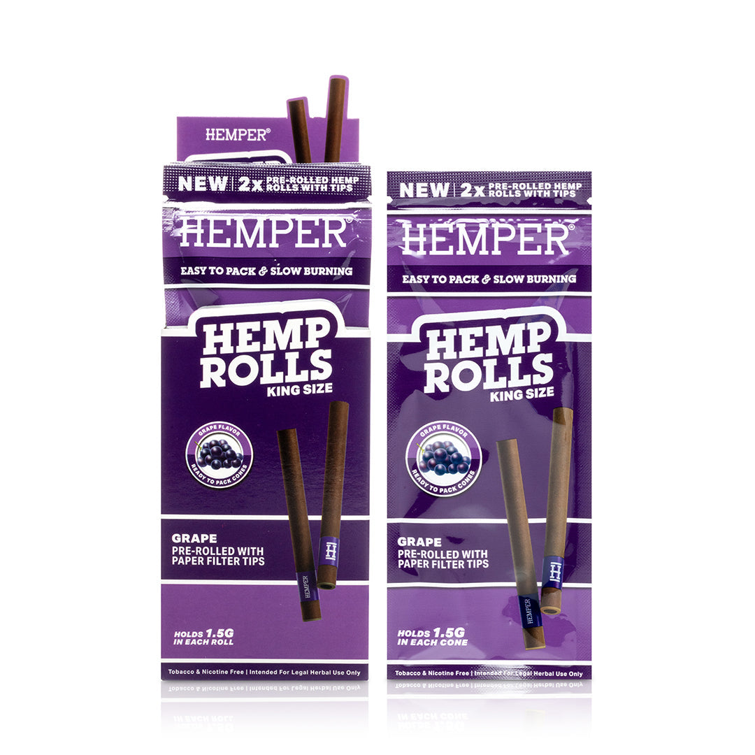 Hemp Rolls King Size With Paper Tip 2pk | 12 pcs Display