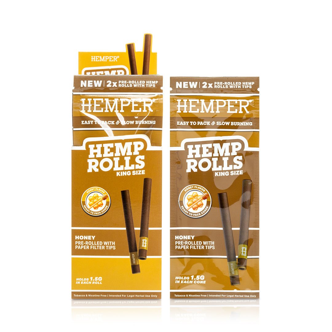 Hemp Rolls King Size With Paper Tip 2pk | 12 pcs Display
