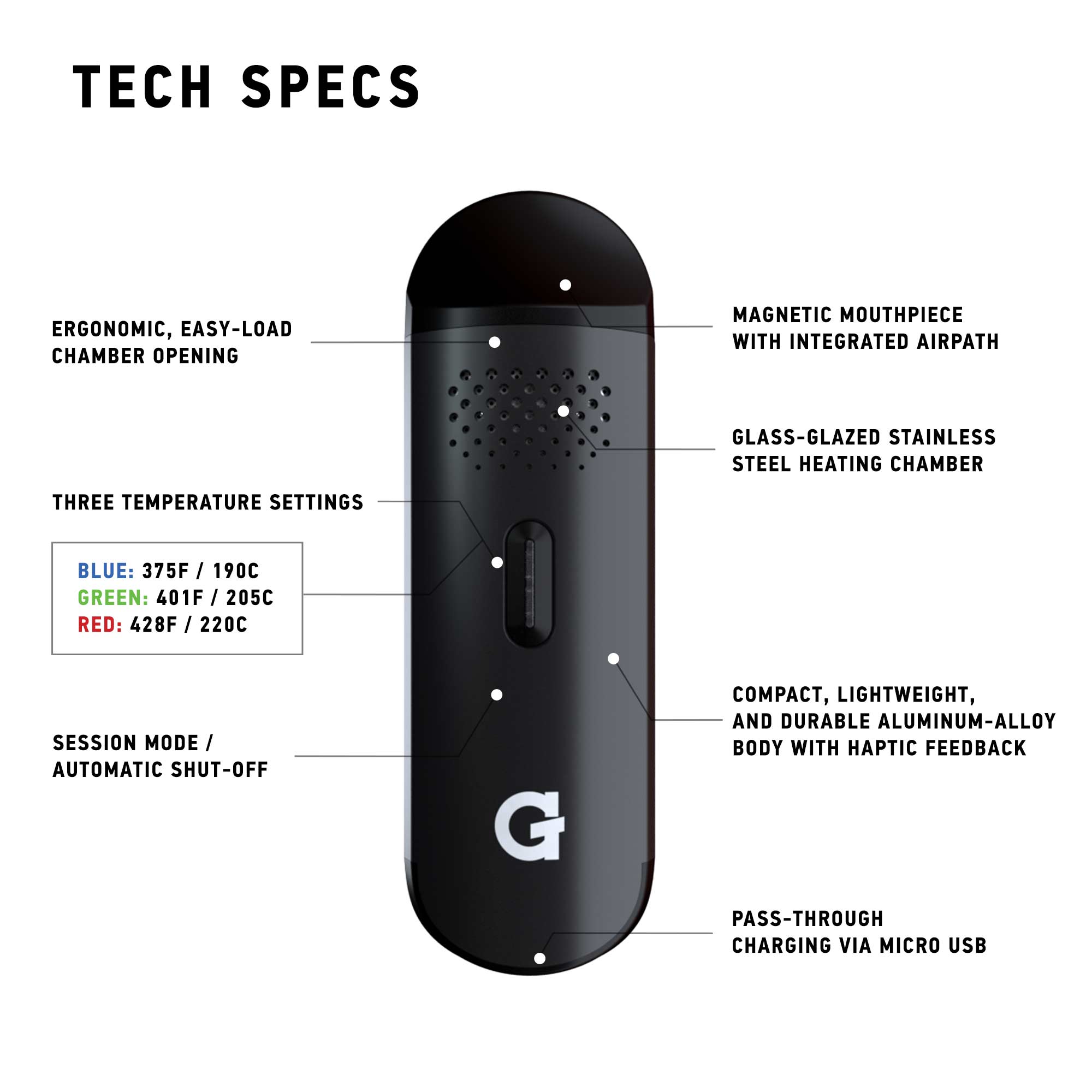 Grenco Science G Pen Dash Vaporizer - Black