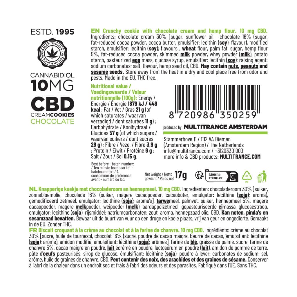 Multitrance CBD Cream Cookies 10mg | 24 pcs Display
