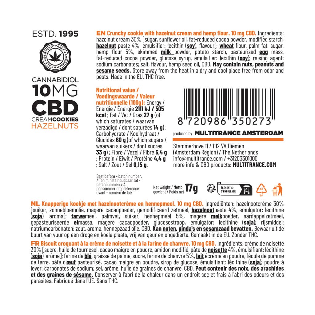 Multitrance CBD Cream Cookies 10mg | 24 pcs Display