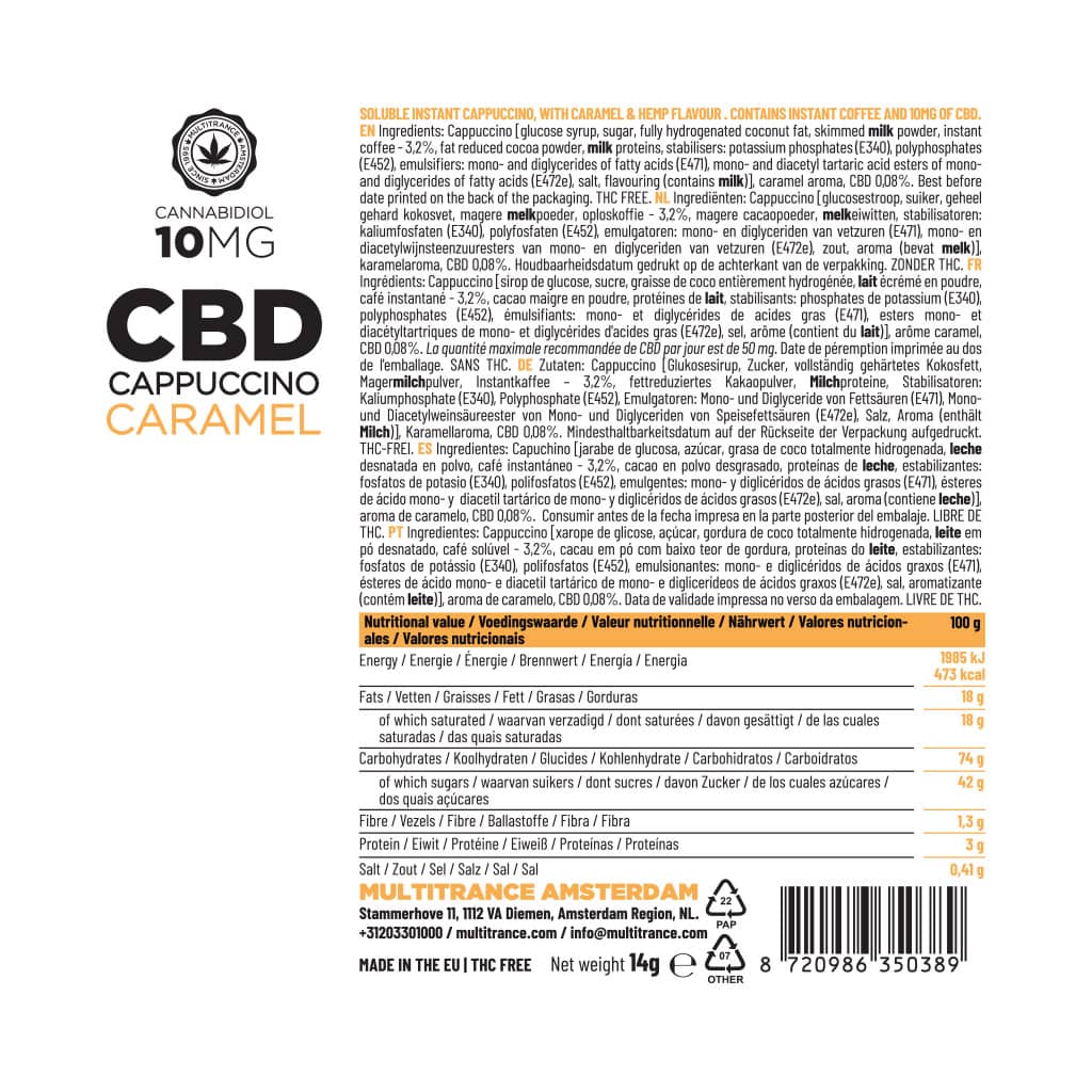 Multitrance CBD Instant Cappuccino 10mg | 10 pcs Box