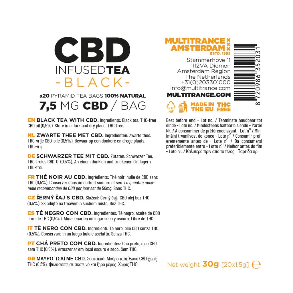 Multitrance CBD Tea Pyramid Bags 7.5mg | 10 pcs Carton