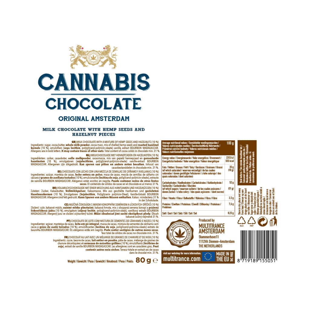 Multitrance Cannabis Chocolate | 15 pcs Carton - Hazelnuts
