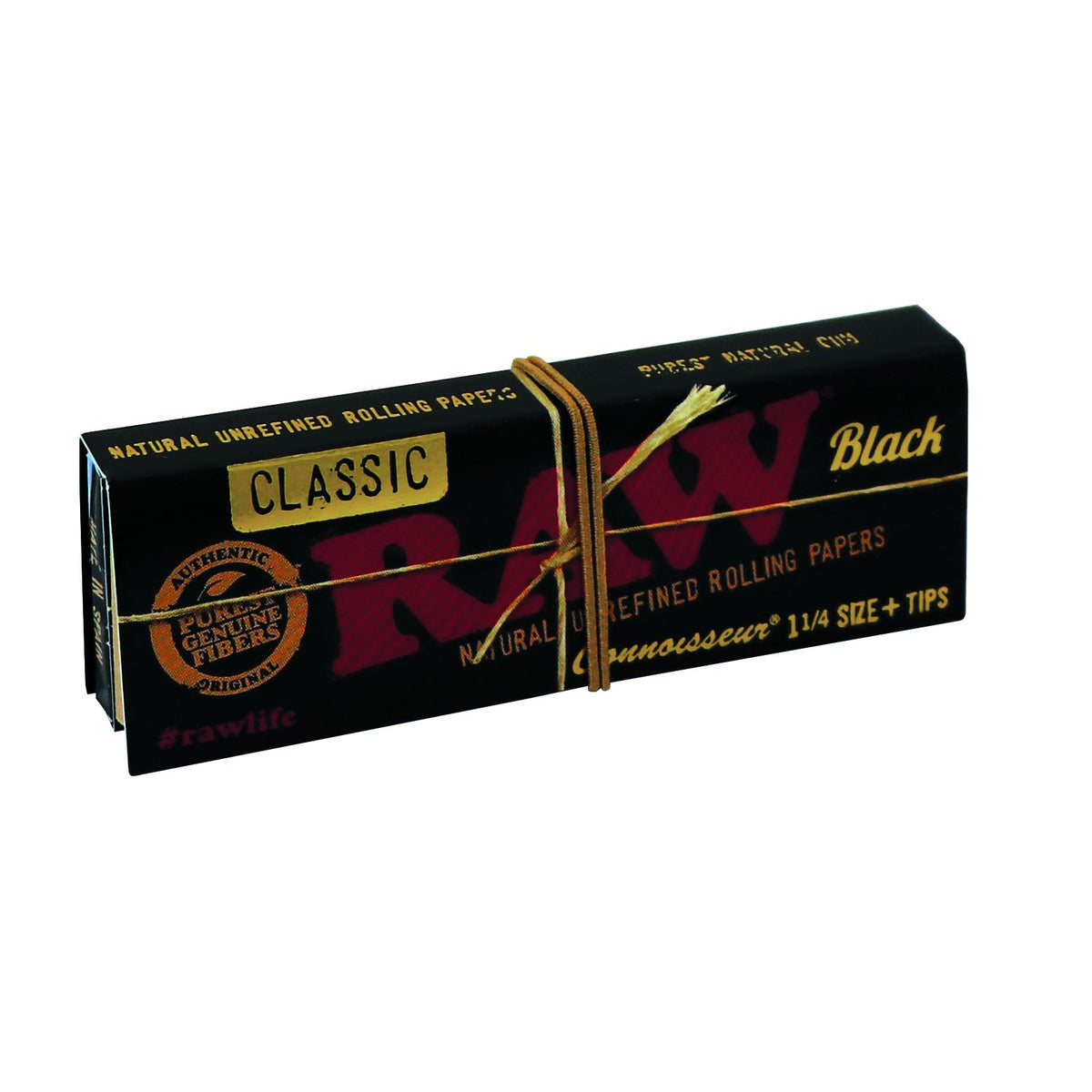 RAW Rolling Papers Connoisseur Black 1 1/4 w/ Tips | 24 pcs Display