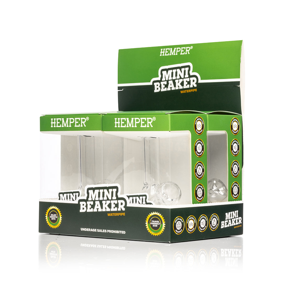 Mini Beaker Waterpipe | 4pcs Display - Clear