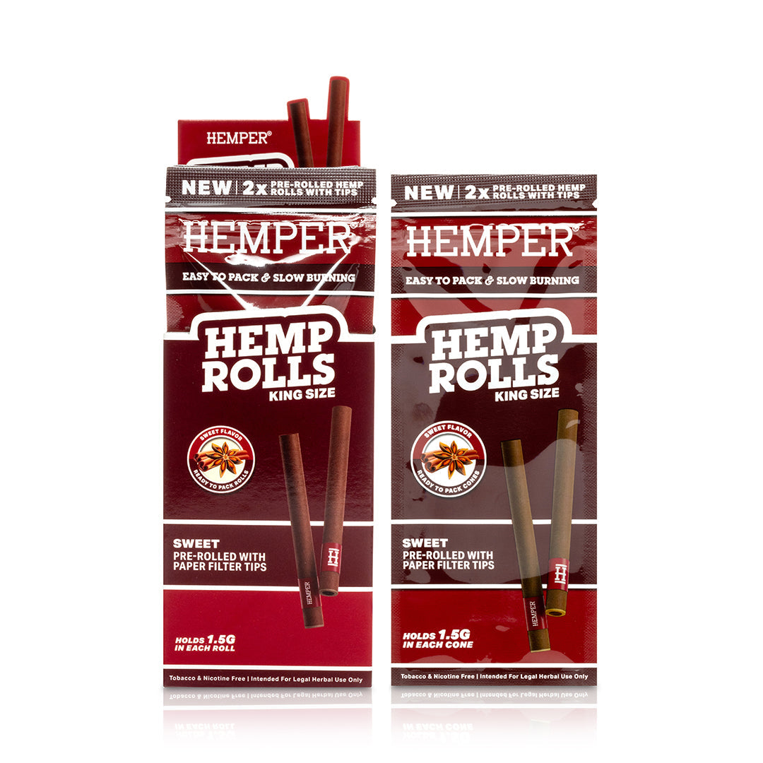 Hemp Rolls King Size With Paper Tip 2pk | 12 pcs Display