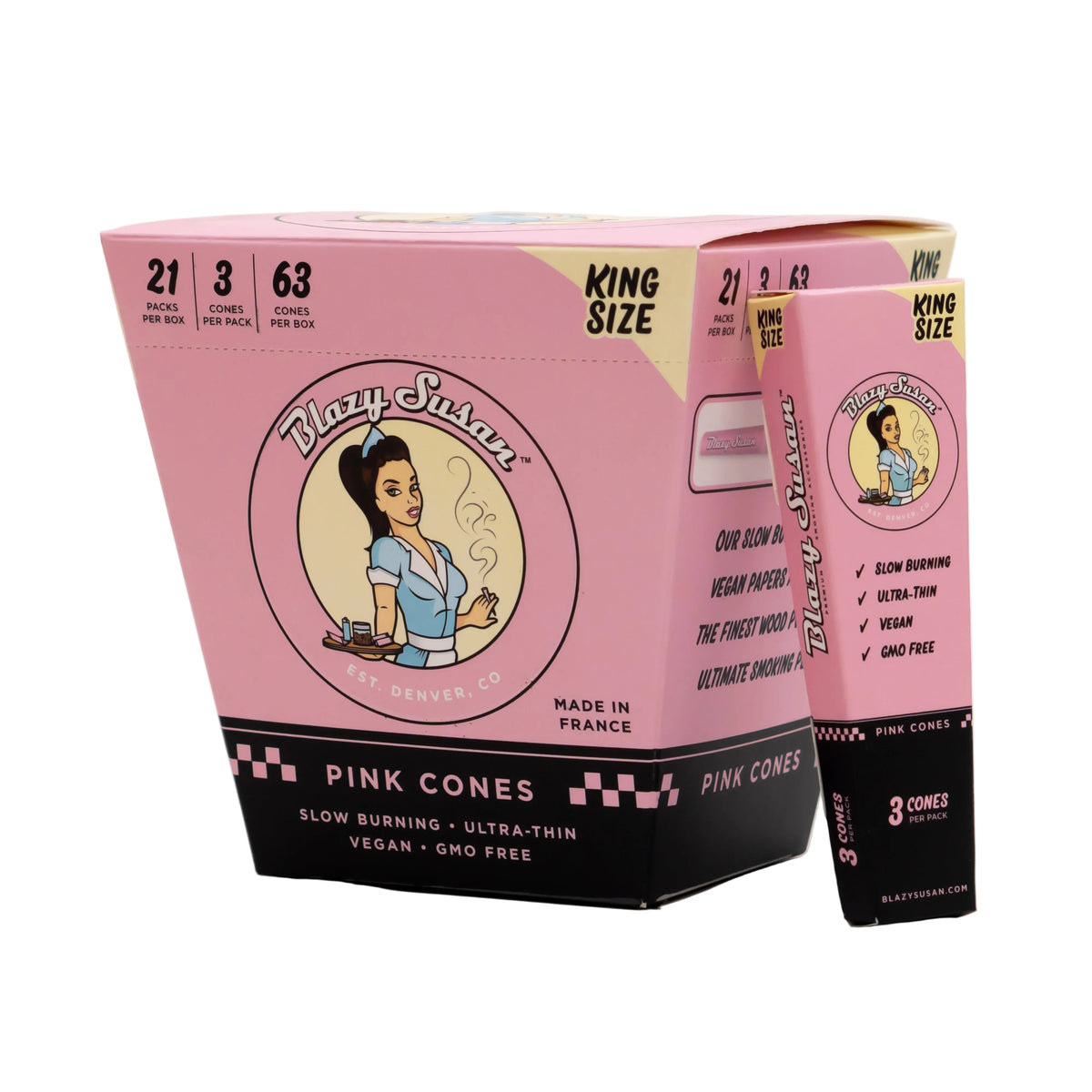 Blazy Susan Paper Cones King Size 3 pk | 21 pcs Display