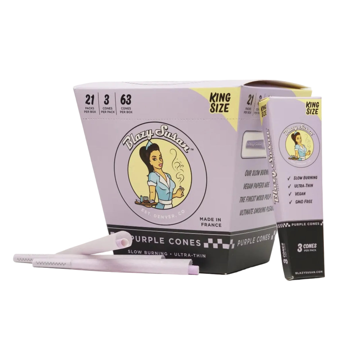 Blazy Susan Paper Cones King Size 3 pk | 21 pcs Display