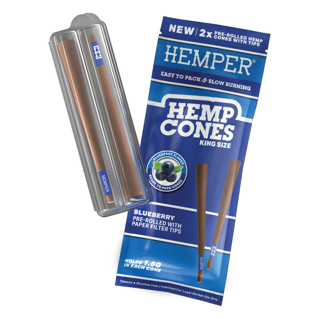 King Size Hemp Cones With Paper Tip 2pk | 12 pcs Display