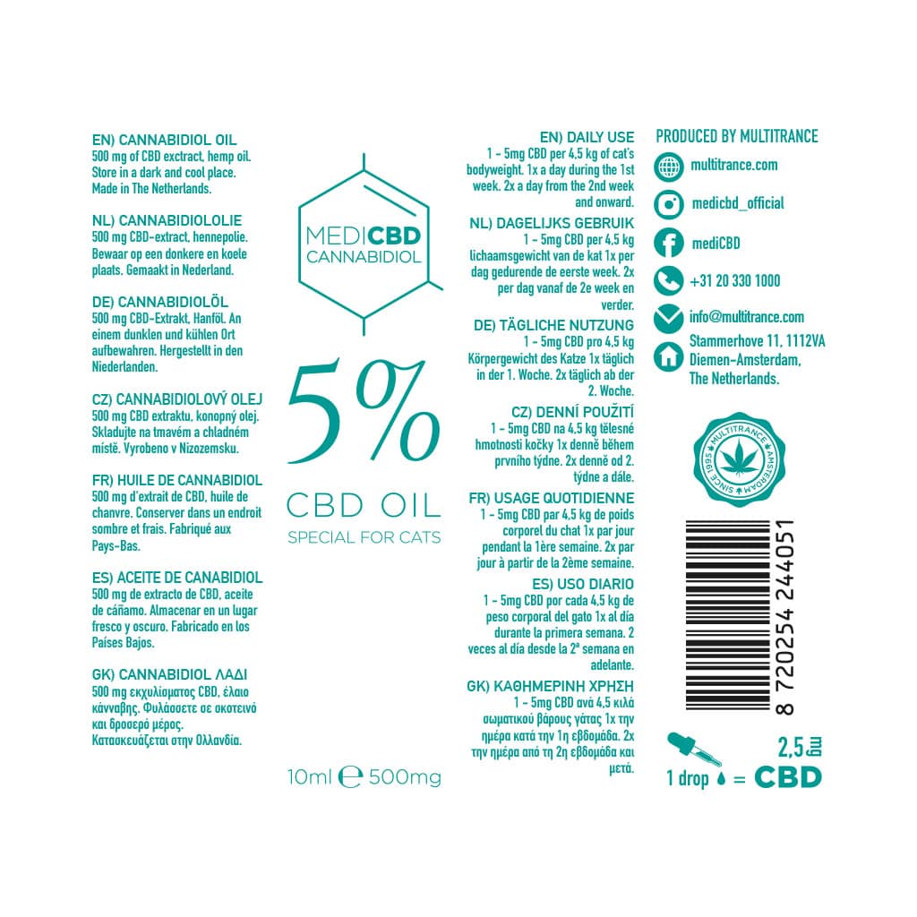 Multitrance MediCBD CBD Oil 500mg | 10ml Bottle - 5%