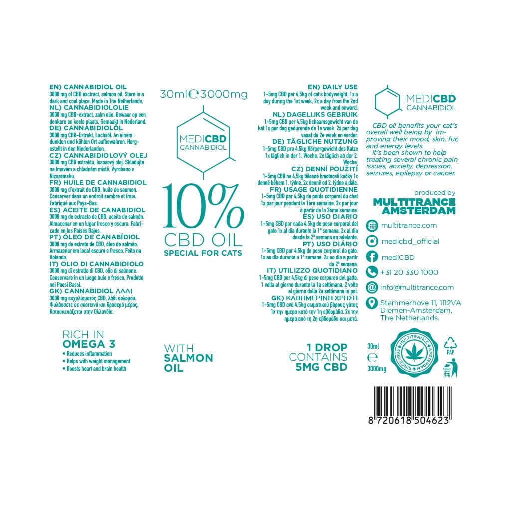 Multitrance MediCBD CBD Oil 3000mg w/ Salmon Oil | 30ml Bottle - 10%