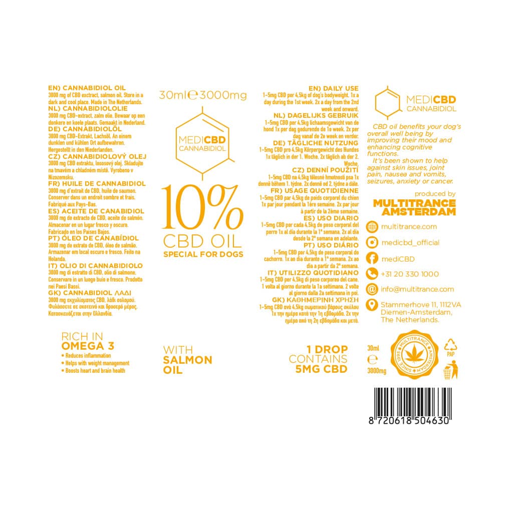 Multitrance MediCBD CBD Oil 3000mg w/ Salmon Oil | 30ml Bottle - 10%
