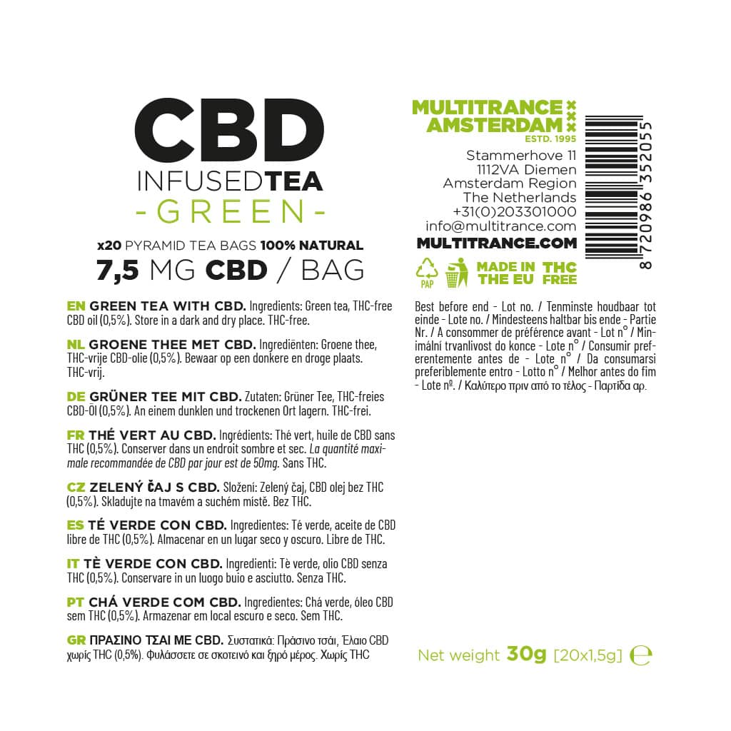 Multitrance CBD Tea Pyramid Bags 7.5mg | 10 pcs Carton