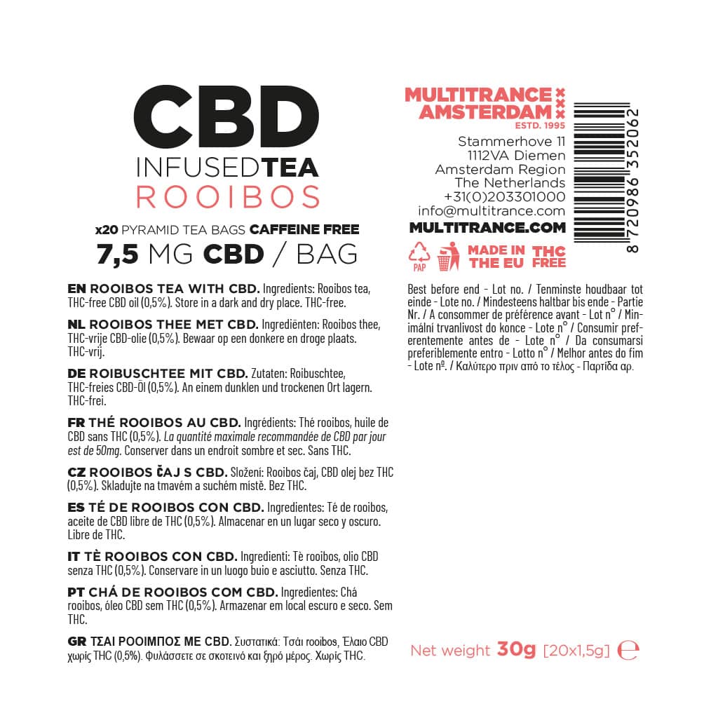 Multitrance CBD Tea Pyramid Bags 7.5mg | 10 pcs Carton