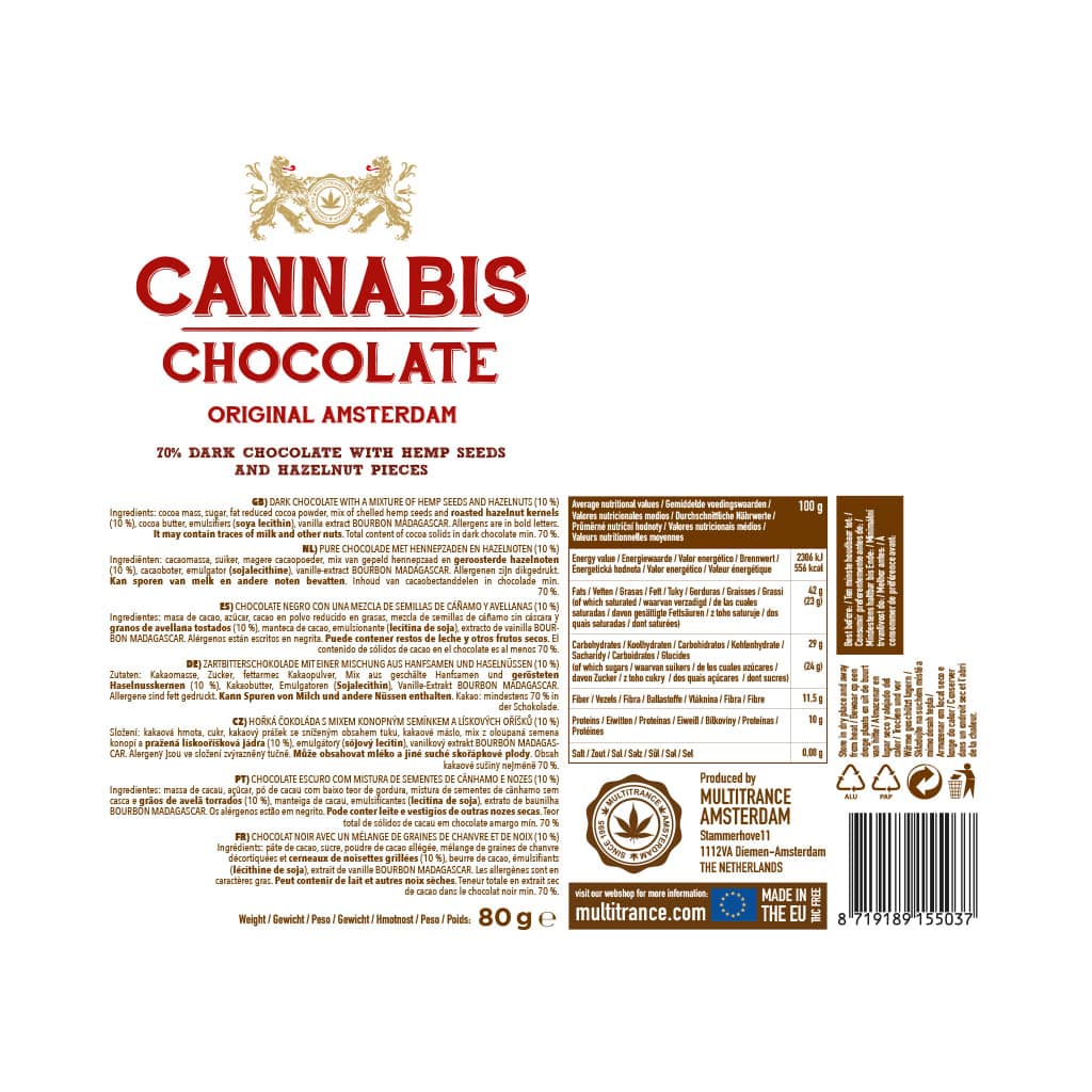 Multitrance Cannabis Chocolate | 15 pcs Carton - Hazelnuts