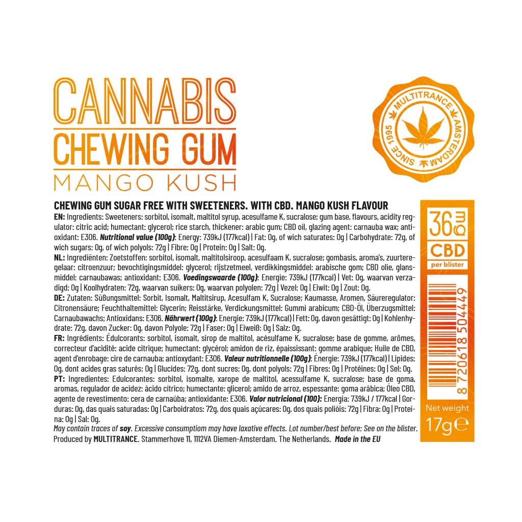 Multitrance Cannabis CBD Chewing Gum 36mg | 24pcs Display