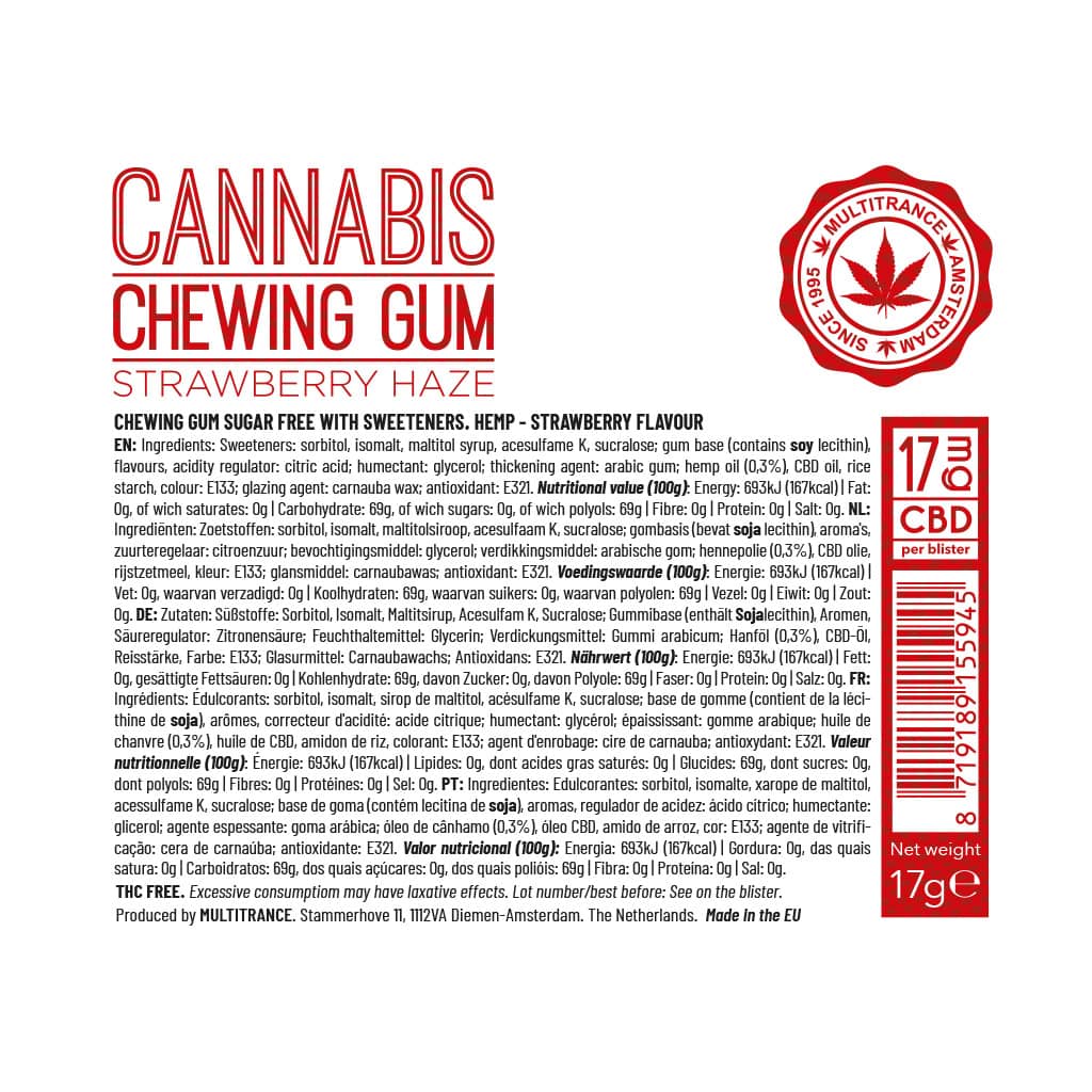 Multitrance Cannabis CBD Chewing Gum 17mg | 24pcs Display