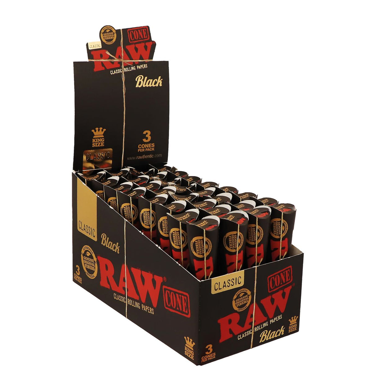 RAW Cones Black King Size 3pk | 32 pcs Display
