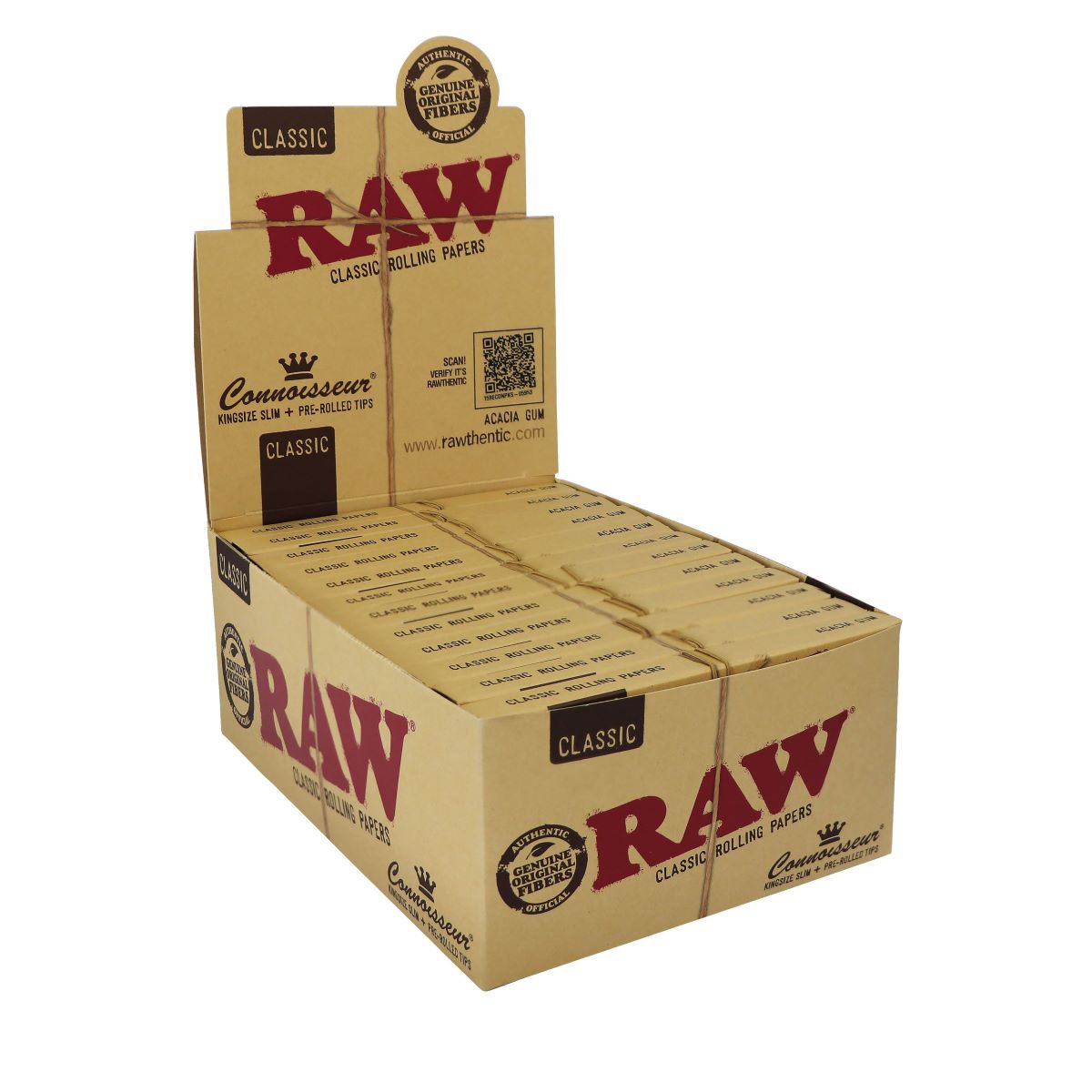 RAW Rolling Papers Connoisseur Classic King Size Slim w/ Pre-Rolled Tips | 24 pcs Display