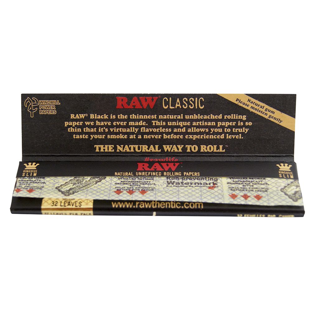 RAW Rolling Papers Black King Size Slim | 50 pcs Display