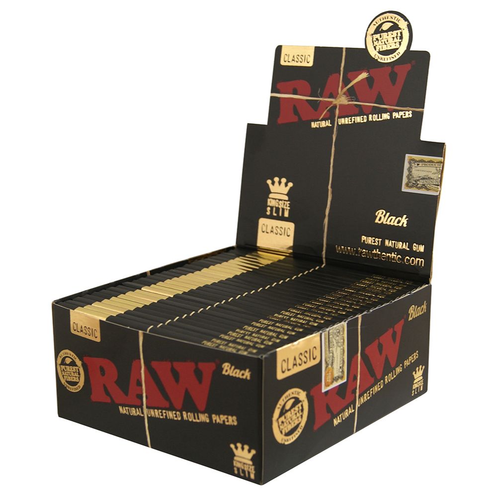 RAW Rolling Papers Black King Size Slim | 50 pcs Display