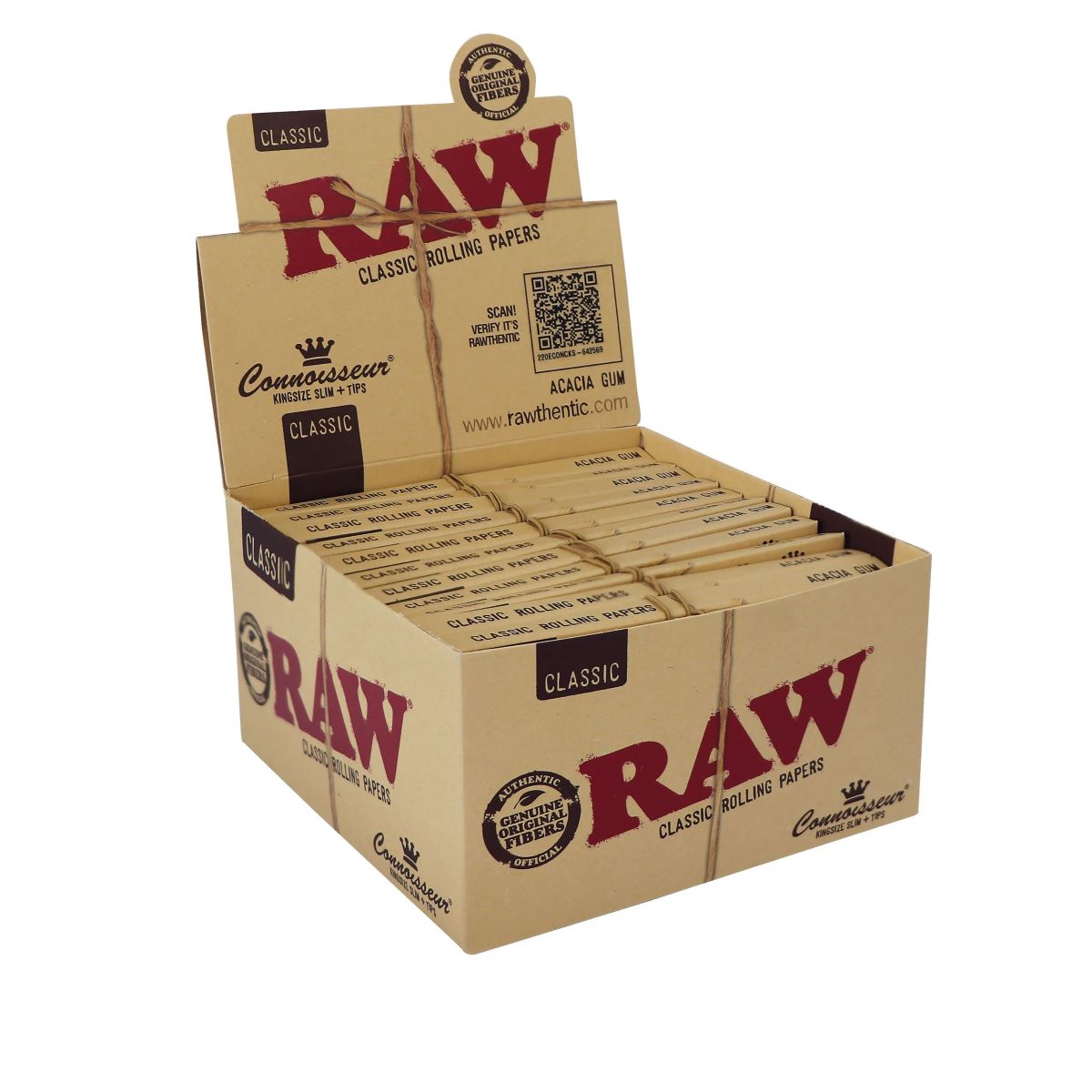 RAW Rolling Papers Connoisseur Classic King Size Slim w/ Tips | 24 pcs Display