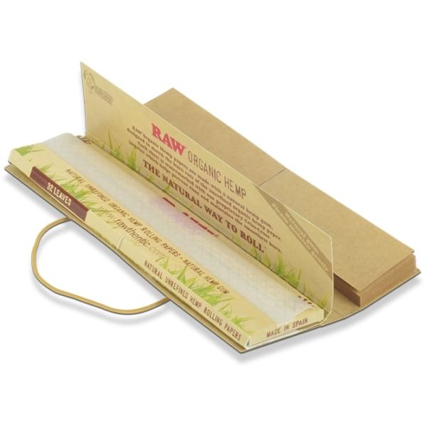 RAW Rolling Papers Connoisseur Organic Hemp King Size Slim w/ Tips | 24 pcs Display